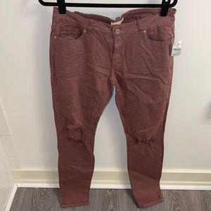 Blue Asphalt Skinny Jeans Size 13 Color Rose Distressed